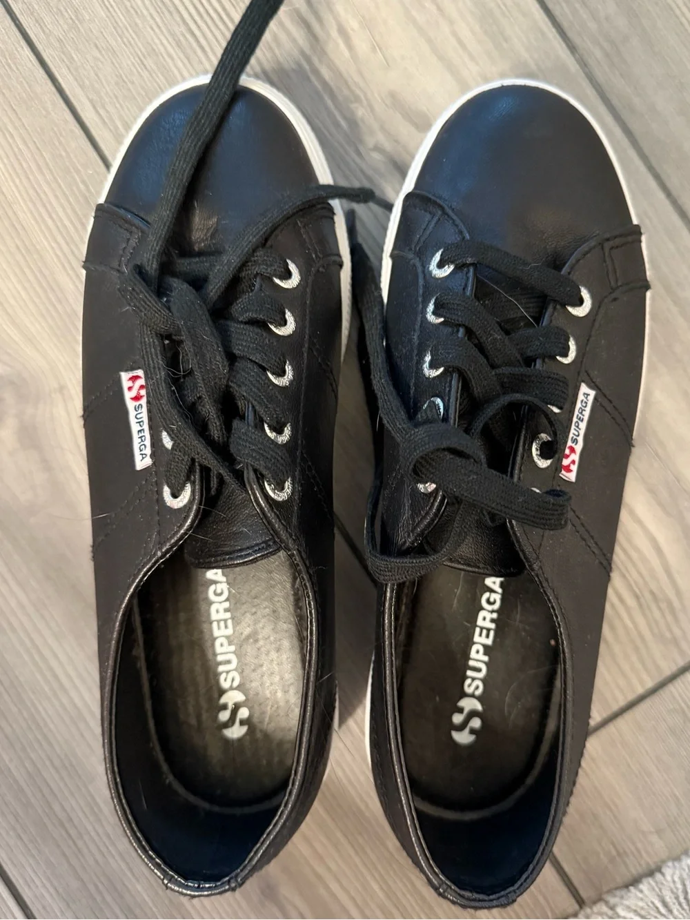 Superga Black Platform Sneakers with White Soles